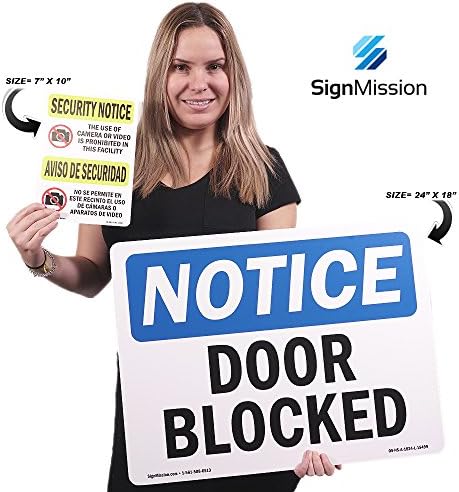 שלט הודעה על OSHA - דלת חסמה לא כניסה | שלט פלסטיק קשיח | הגן על העסק שלך, אתר הבנייה, המחסן והחנות